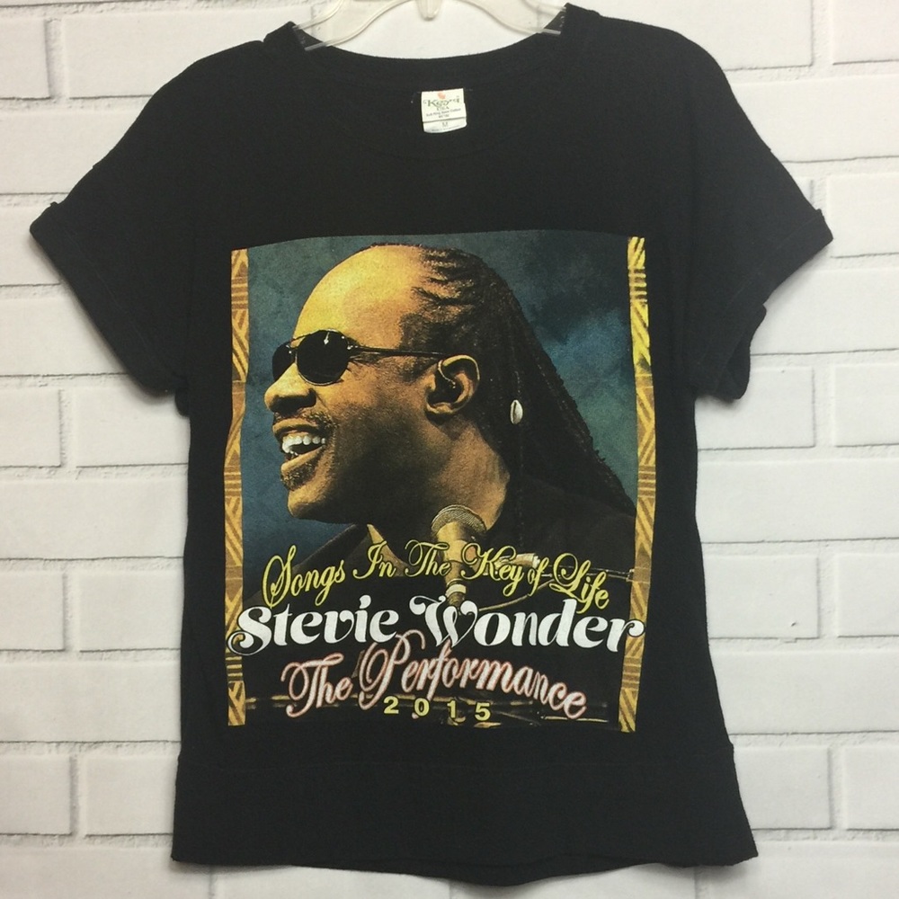 VINTAGE STEVE WONDER GRAPHIC CONCERT TEE | Black M
